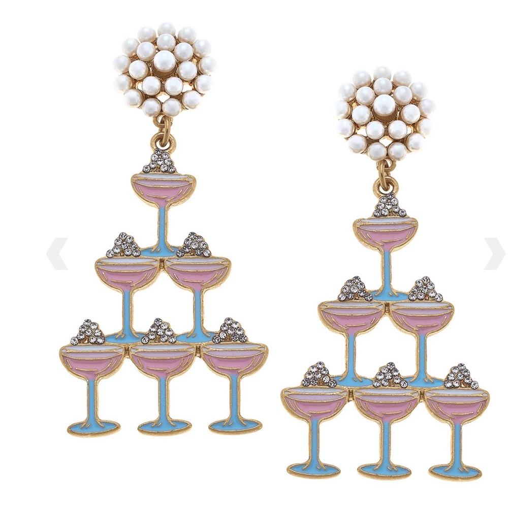Elegant Pearl and Crystal Champagne Earrings